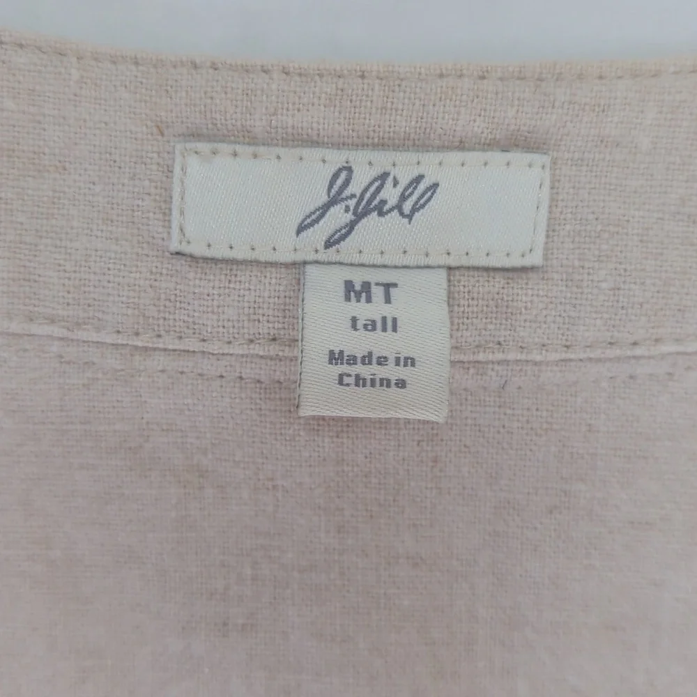 J.Jill Linen Sequin Snap Front Blazer Jacket MT Khaki Tan - Picture 2 of 16